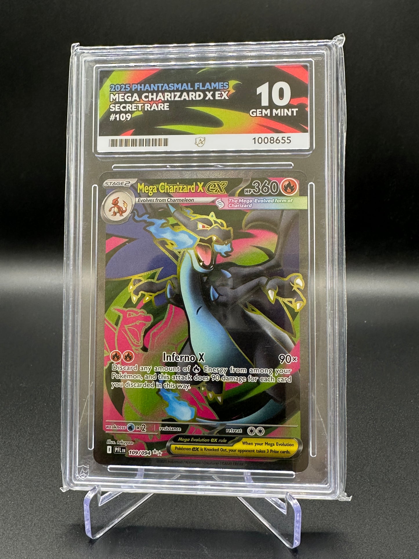 ACE 10 GEM MINT Mega Charizard X ex - 109/094 - ME02: Phantasmal Flames (PFL)