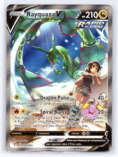 HP-Damaged Rayquaza V (Alternate Full Art) - #194/203 - SWSH07: Evolving Skies