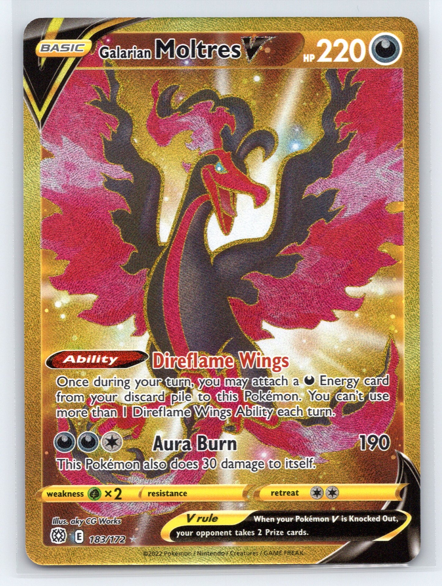 Galarian Moltres V (Secret) - #183/172 - SWSH09: Brilliant Stars