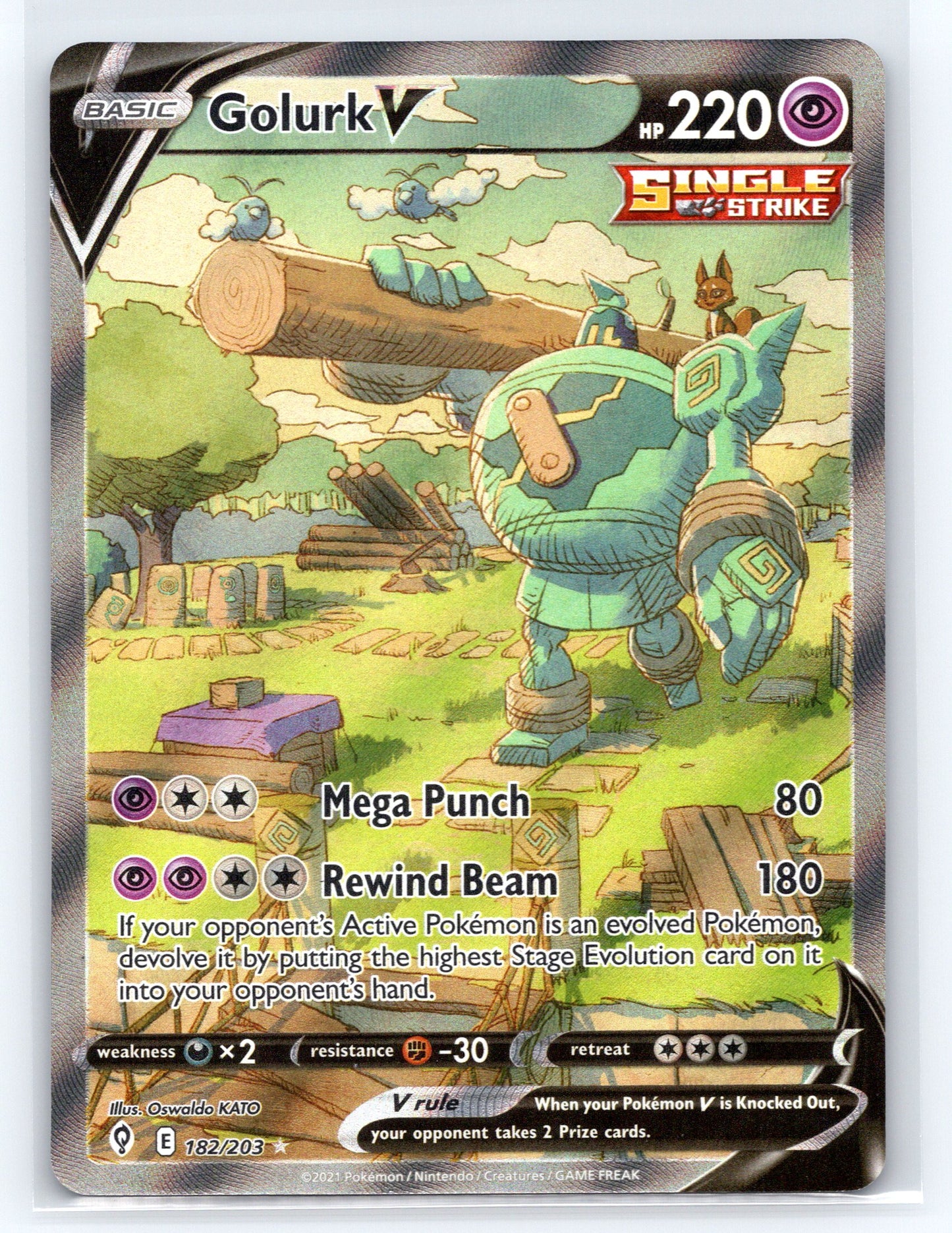 Golurk V (Alternate Full Art) - #182/203 - SWSH07: Evolving Skies