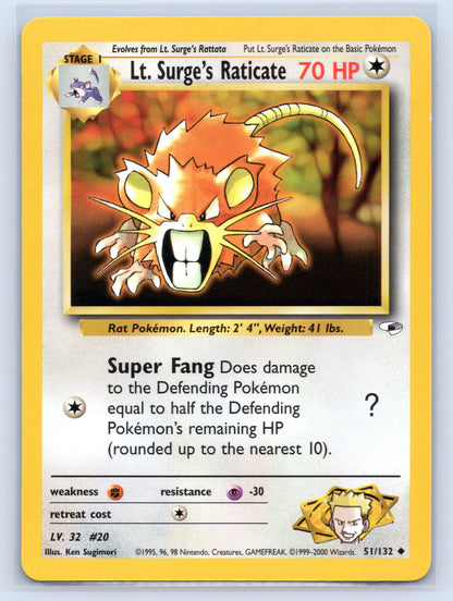 Lt. Surge's Raticate - #051/132 - Gym Heroes
