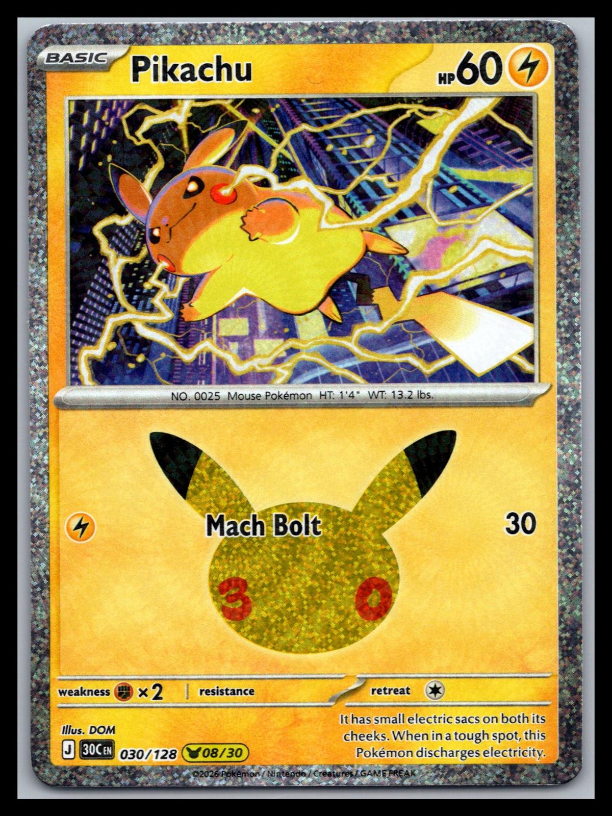 Pikachu - #030/128 - ME: 30th Celebration