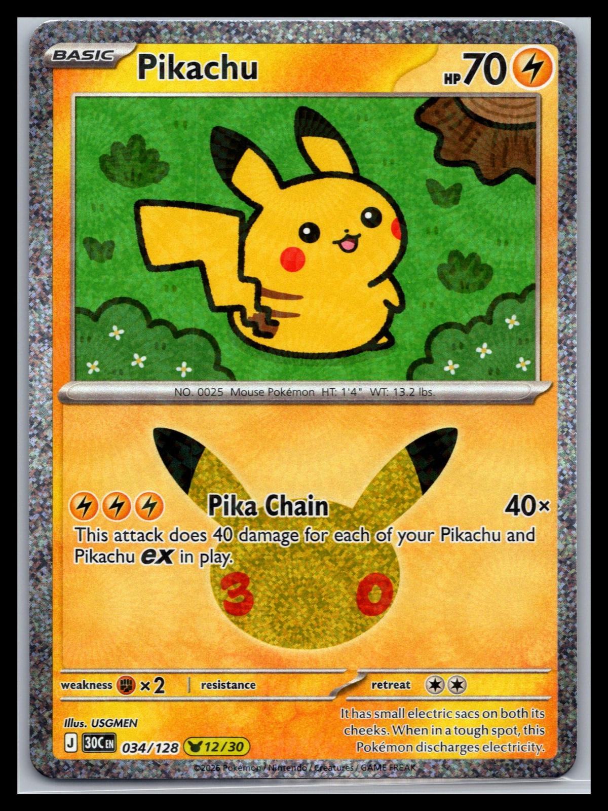 Pikachu - #034/128 - ME: 30th Celebration