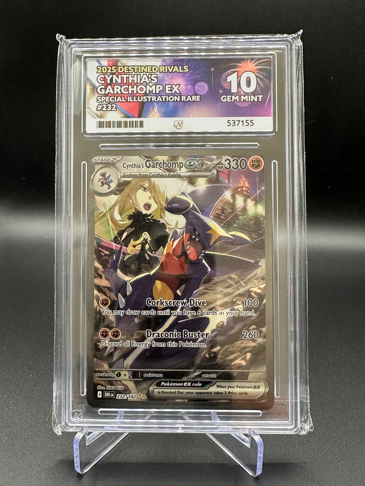 ACE 10 GEM MINT Cynthia's Garchomp ex - 232/182 - SV10: Destined Rivals (DRI)
