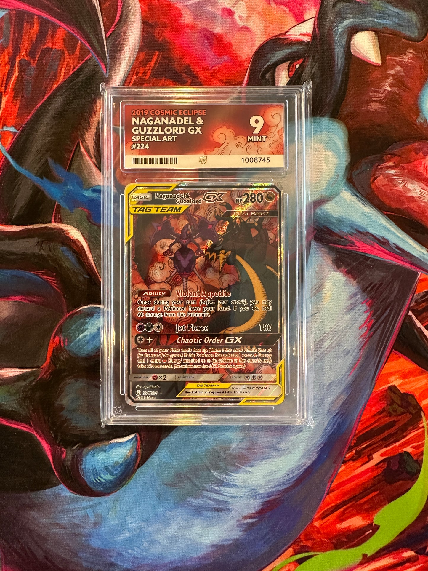 ACE 9 Naganadel & Guzzlord GX (Alternate Full Art) - SM - Cosmic Eclipse (SM12)