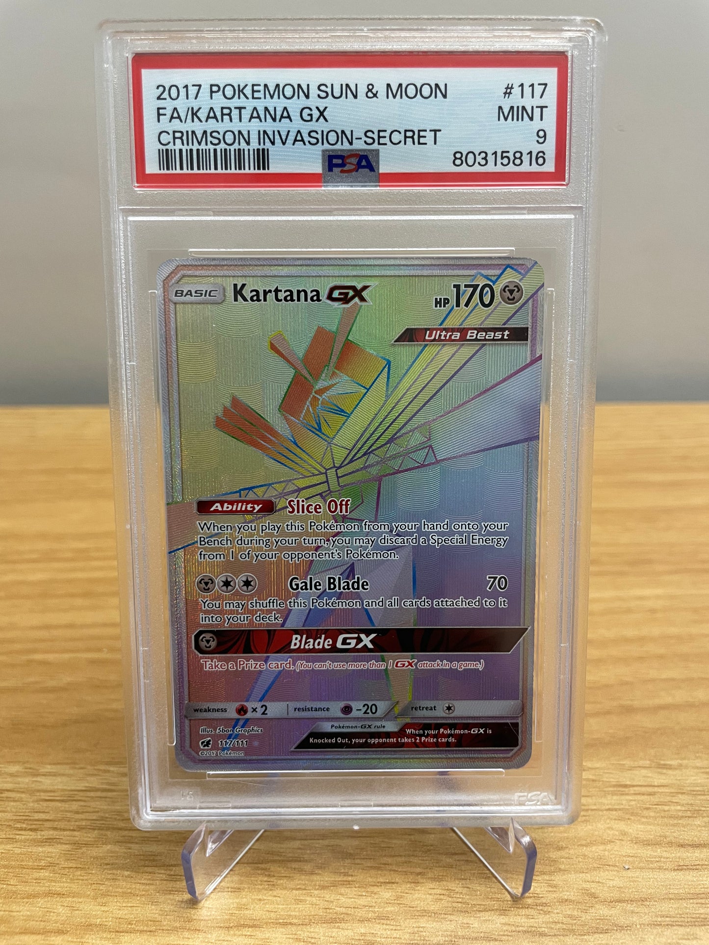 PSA 9 Kartana GX (Secret) - SM - Crimson Invasion (SM04)